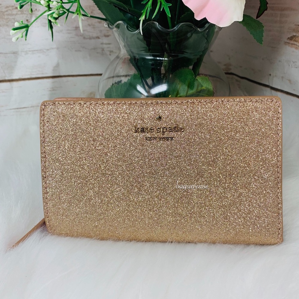 Joeley medium bifold wallet rose gold Kate spade